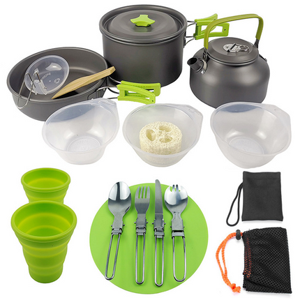 Outdoor Camping Hiking Cookware Tableware Cookware Lightweight Folding Picnic Cooking Hiking Picnic BBQ Tableware Equipment - Wnkrs