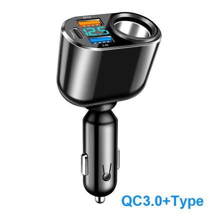 Cargador de coche USB dual QC3.0 de 66 W con pantalla LED y carga rápida