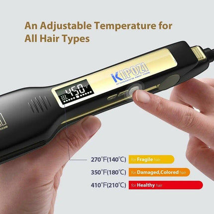 Professional Titanium Flat Iron Hair Straightener with LCD Display & Dual Voltage - Wnkrs