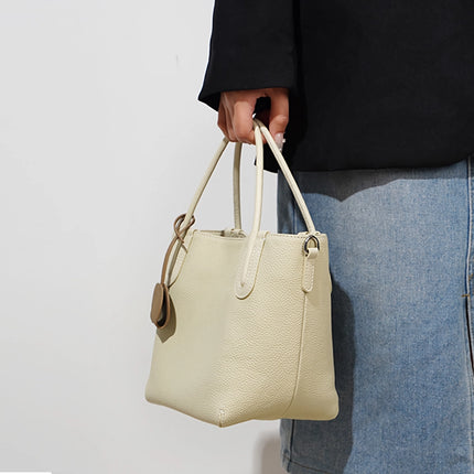 Sac seau rétro en cuir véritable pour femme – Sac à main décontracté à bandoulière et à bandoulière