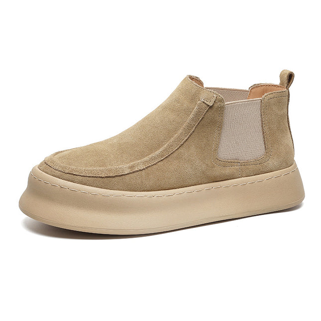 Mocasines de ante de vaca hechos a mano con botines con aumento de altura