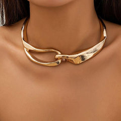 Gold Chunky Metal Buckle Choker Necklace - Wnkrs