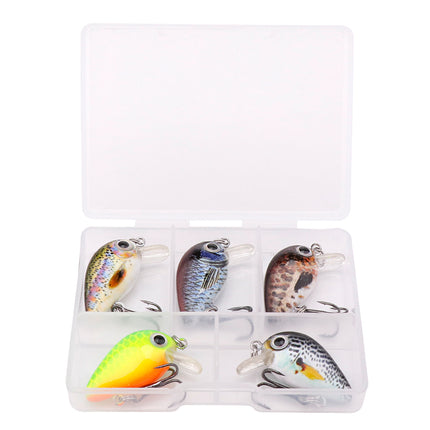 Juego de 5 señuelos para pesca de lubina en miniatura de 3 cm, crankbait Wobblers para lucios