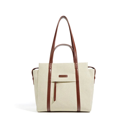 Sac fourre-tout tendance en coton et lin de grande capacité pour femme