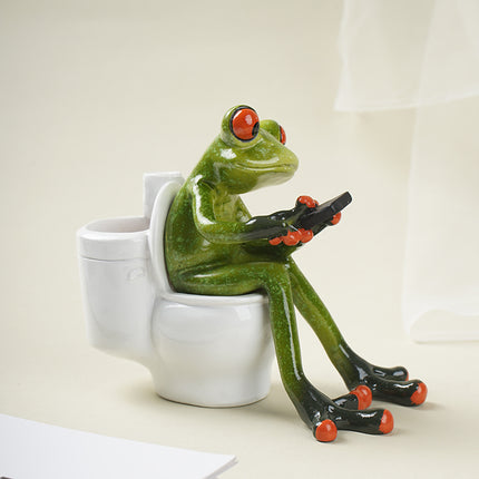 Figurines de baignoire en résine représentant une grenouille de toilette