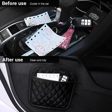 Universal PU Leather Car Storage Pocket Organizer for Essential Accessories - Wnkrs