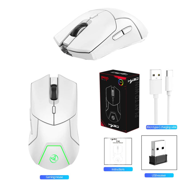 Souris sans fil avec connexion à 3 modes, rechargeable, 4000 DPI et rétroéclairage coloré