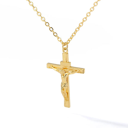 Jesus Cross Pendant Necklace for Women & Men - Gothic Stainless Steel Retro Punk Rock Charm