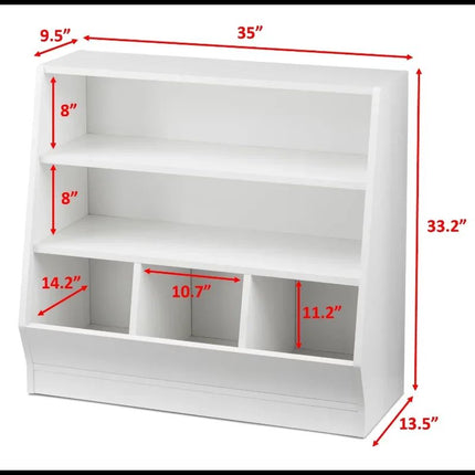 Kid-Friendly White Storage Bookcase with Bins - Wnkrs