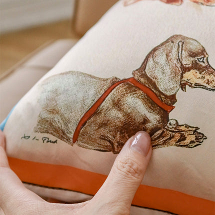 Creative Printed Silk Feeling Puppy Pillow Sofa Cushion - Wnkrs