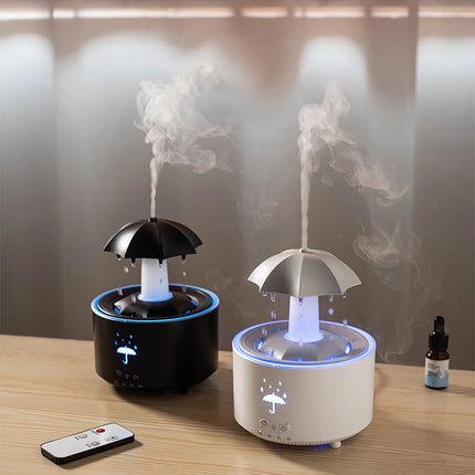 Humidificador de aromaterapia con forma de gota de lluvia giratoria creativa - Nube de niebla colorida