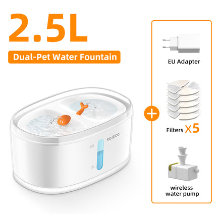 Fontaine à eau automatique sans fil pour animaux de compagnie avec deux zones de boisson