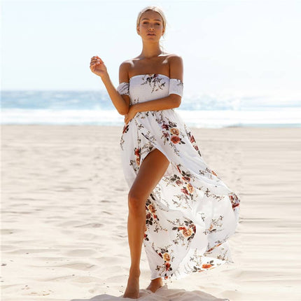 Women's Boho Off Shoulder Dress With Floral Print - Wnkrs