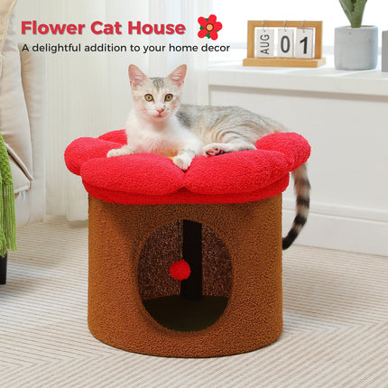 Cama de lujo para gatos de dos pisos con posadero para flores