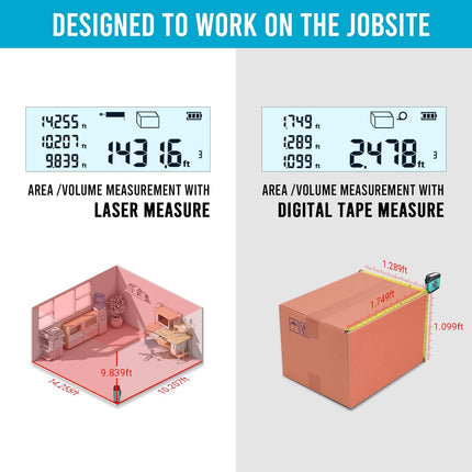 Ruban à mesurer et télémètre laser numérique 2 en 1 40 M