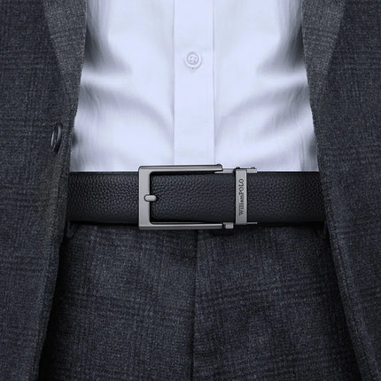 Ceinture en cuir de luxe pour homme avec boucle automatique – Sangle en cuir de vache de haute qualité