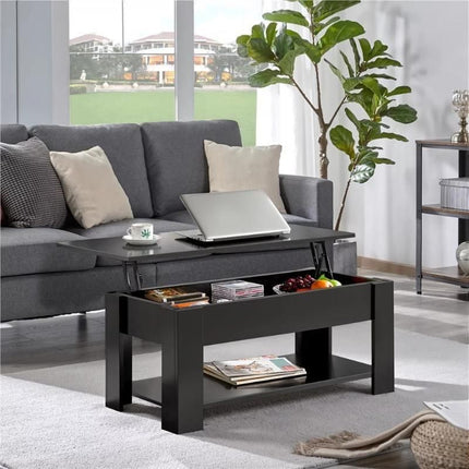 Black Lift Top Coffee Table with Hidden Storage - Wnkrs