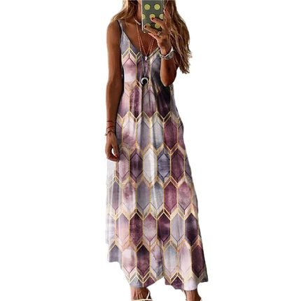 Women's Printed Casual Long Dress - Wnkrs