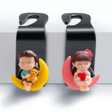 Cute Cartoon Car Seat Back Hooks - 2Pcs, Universal Rear Seat Hanger for Storage - Wnkrs