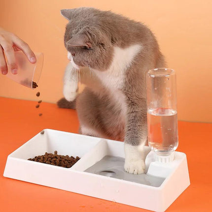 Gamelle double pour animaux de compagnie avec distributeur d'eau automatique pour chiens et chats