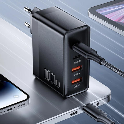 Cargador rápido USB-C de 100 W con 4 puertos para portátiles y teléfonos