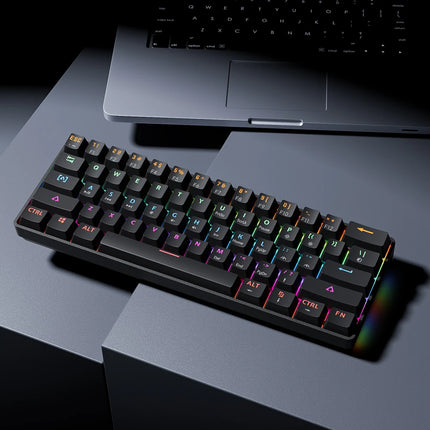 Teclado mecánico USB RGB compacto de 61 teclas con interruptores rojos