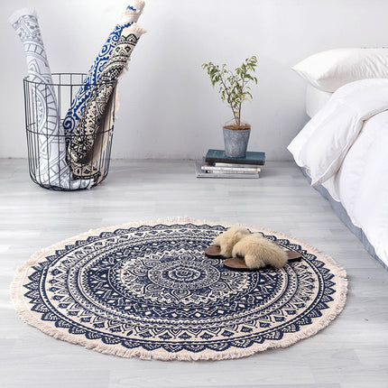 Ethnic style round carpet floor mat - Wnkrs