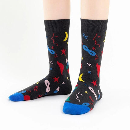 Chaussettes streetwear en coton pour hommes avec motif coloré