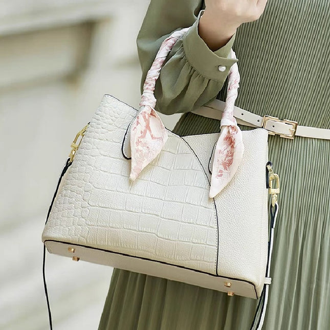 Sac à bandoulière élégant en cuir véritable blanc