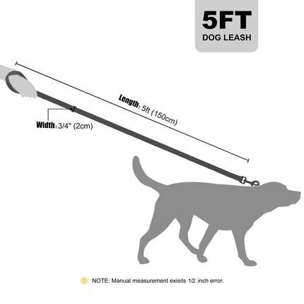 Laisse pour chien en nylon à double poignée de 1,5 m