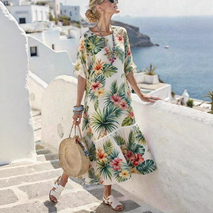 Vestido largo de mujer con estampado digital