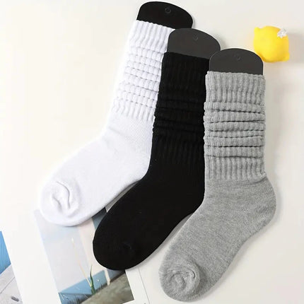 Lot de 3 paires de chaussettes plissées mi-longues à bulles pour femmes