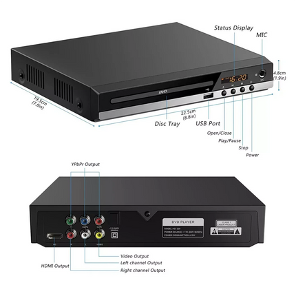 Reproductor de DVD y CD para todas las regiones con salida AV