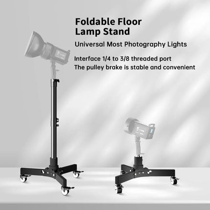 Multi-Purpose Photography Floor Light Stand with Casters and Adjustable Height - Wnkrs