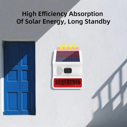 Wireless Solar-Powered Outdoor Alarm Siren with Strobe Light