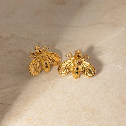 18K Gold Stainless Steel Creative Plated Bee Earrings