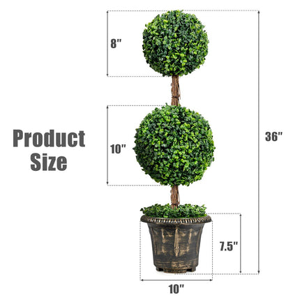 Elegant 36" Double Ball Topiary Artificial Tree for Indoor & Outdoor Decor - Wnkrs