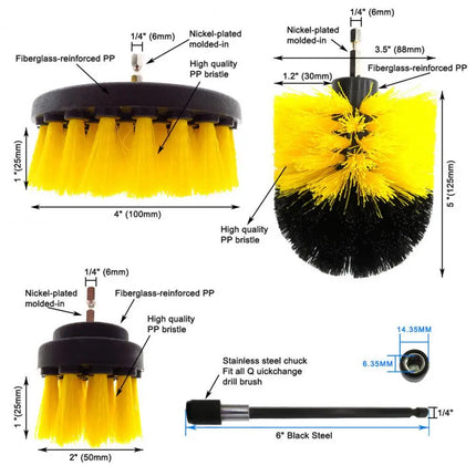 Ensemble de 4 brosses pour perceuse électrique avec rallonge