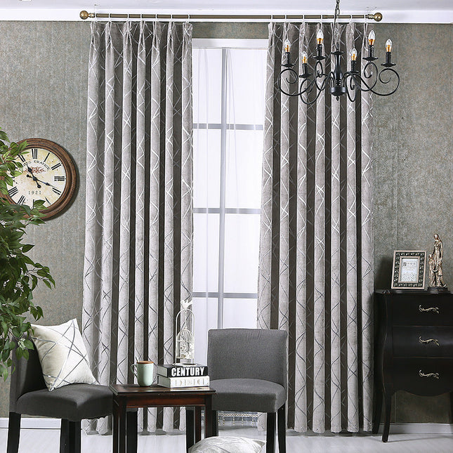 Solid Color Simple Modern Light Luxury Living Room Chenille Blackout Curtains