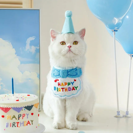 Ensemble charmant bandana et chapeau d'anniversaire pour animaux de compagnie