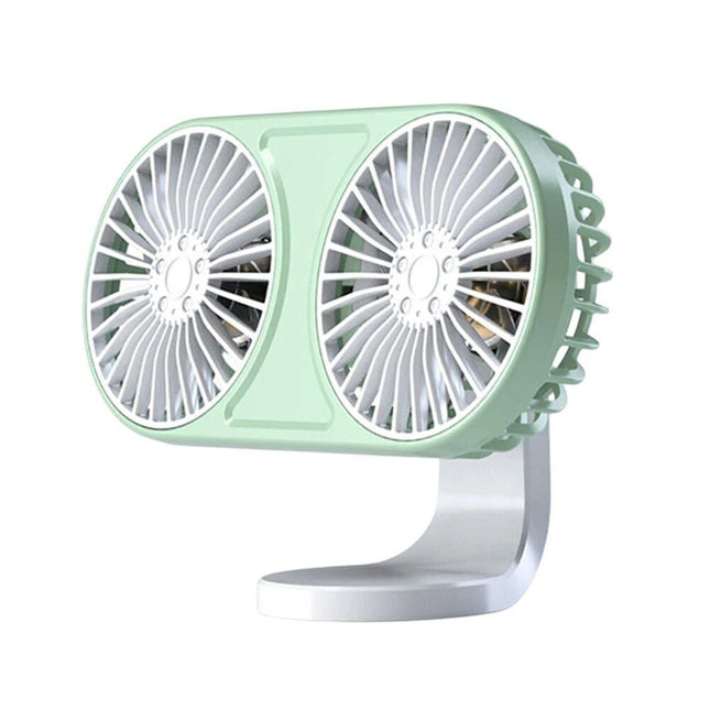 360° Rotating Dual-Head USB Car Fan with Ambient Lighting - Wnkrs