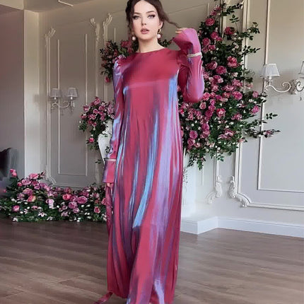 Robe trapèze élégante en satin glacé pailleté