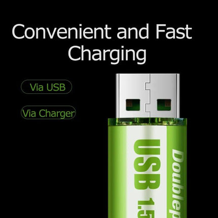 USB Rechargeable 1.5V AA Li-Ion Battery - 1800mWh High-Capacity for Electronic Devices - Wnkrs