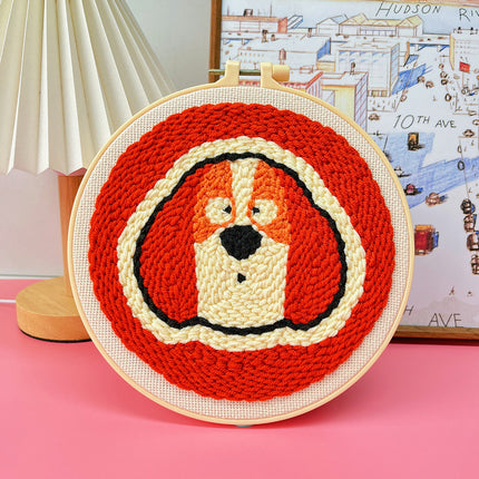 Kit de démarrage de broderie au point de poinçon avec motif de chien