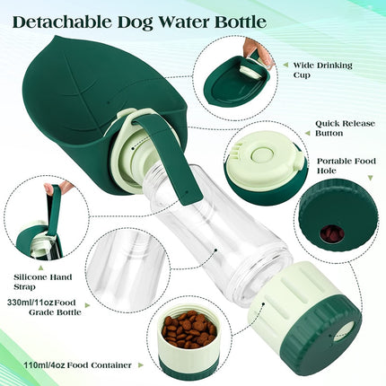 Bouteille d'eau et récipient de nourriture portable 2 en 1 pour chien pour activités de plein air