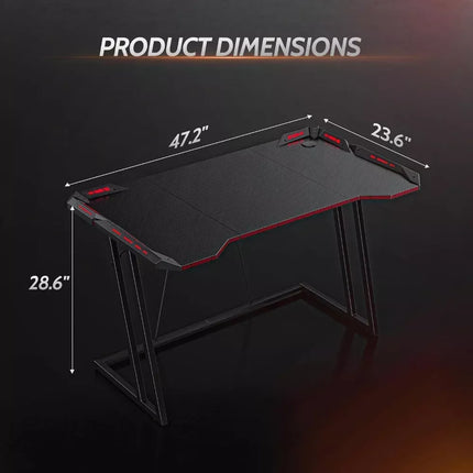 Z-Shaped 55" Gaming Desk with Carbon Fiber Surface and LED Lighting - Wnkrs