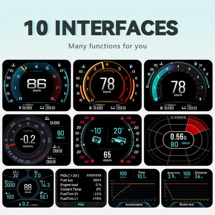 Pantalla HUD avanzada para automóvil con tecnología OBD, GPS y MEMS