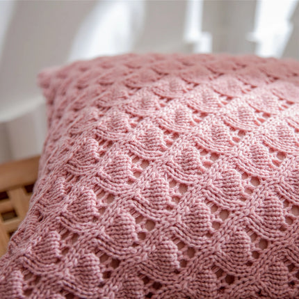 Housse de coussin en tricot à losanges de style scandinave - Taie d'oreiller creuse de couleur pure