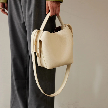 Sac seau en cuir véritable pour femme, sac à bandoulière et à bandoulière