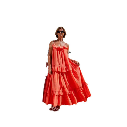 Women's Summer Vacation Style Ruffled Length Dress